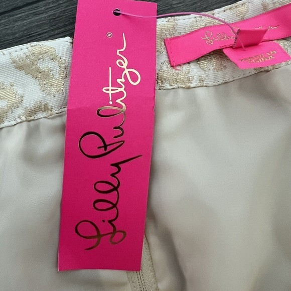 Lilly Pulitzer Leah Animal Print Skirt Gold Metallic Size 12 NWT - Picture 4 of 6